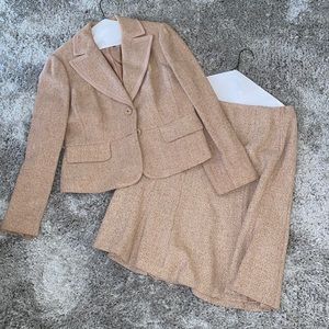 Pink wool business suit